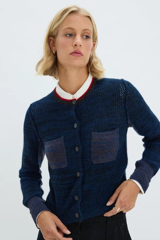 Raquel Allegra Indigo Cashmere Lina Cardigan Women Tops
