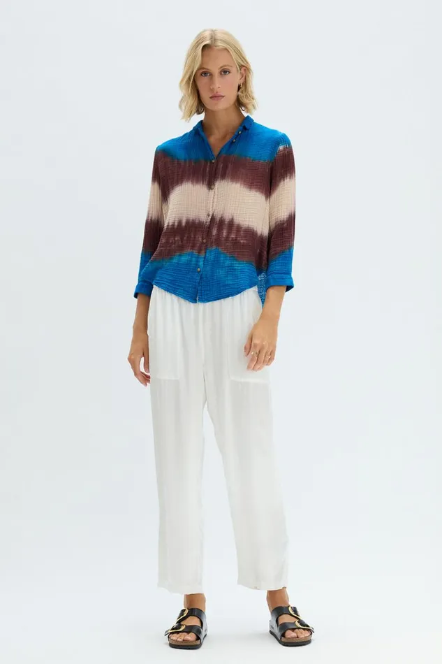 Raquel Allegra Lapis Multi Dual Gauze Lauren Blouse Women Tops