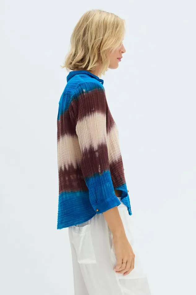 Raquel Allegra Lapis Multi Dual Gauze Lauren Blouse Women Tops