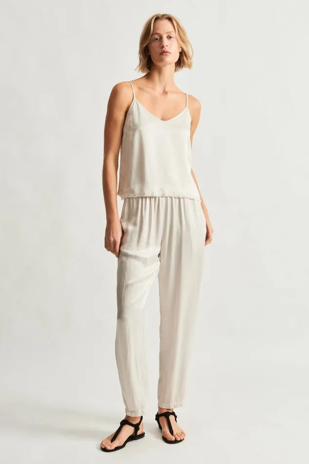 Raquel Allegra Pebble Satin Dirty White Willow Cami Women Tops
