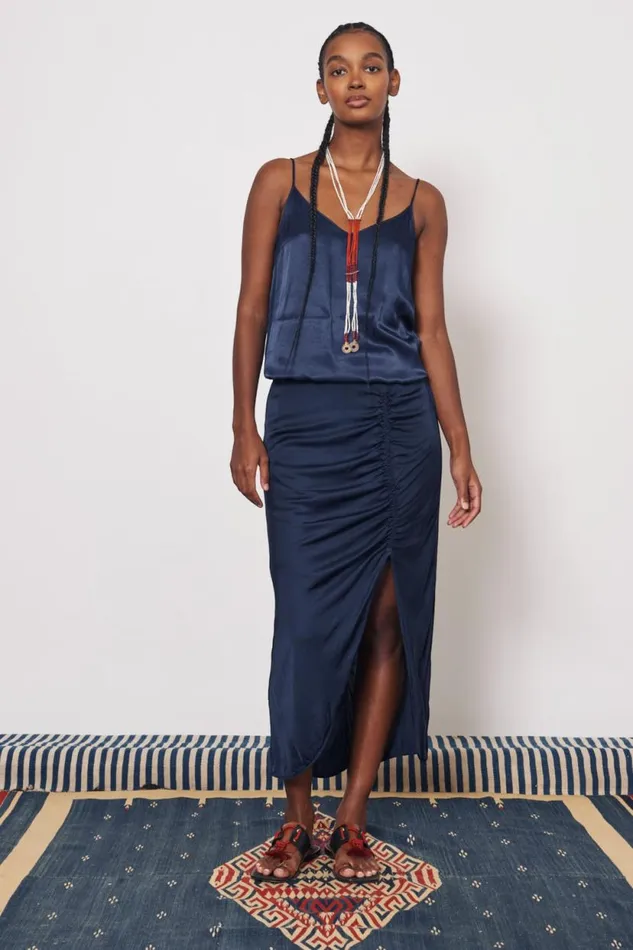 Raquel Allegra Pebble Satin Midnight Willow Cami Women Tops