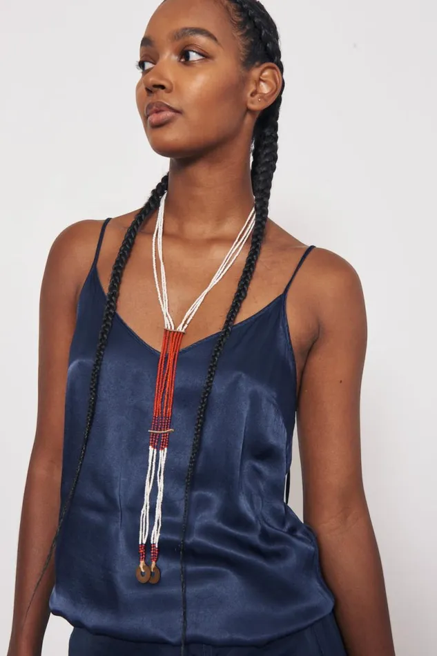 Raquel Allegra Pebble Satin Midnight Willow Cami Women Tops