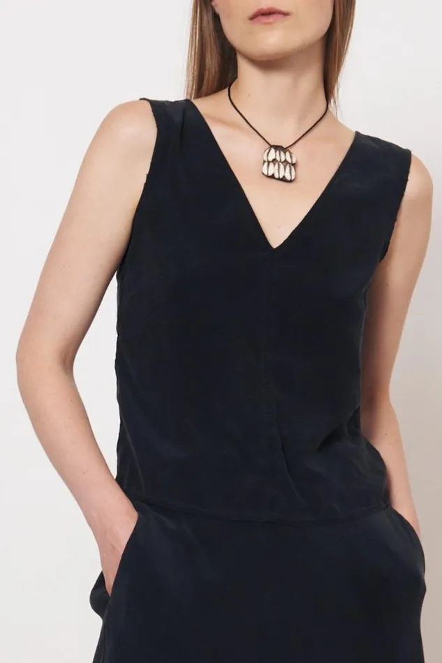 Raquel Allegra Silk Black Ada Tank Women Tops