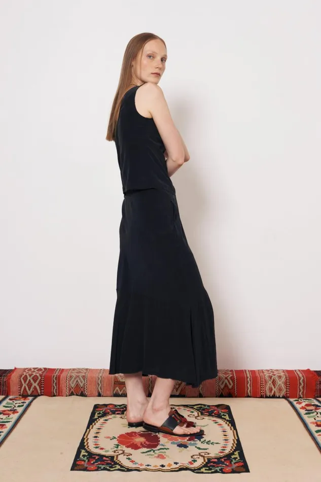 Raquel Allegra Silk Black Ada Tank Women Tops