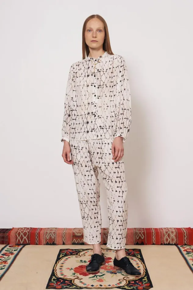 Raquel Allegra Silk Georgette Diamond Cream Vanessa Blouse Women Tops
