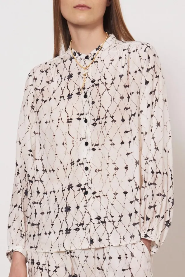 Raquel Allegra Silk Georgette Diamond Cream Vanessa Blouse Women Tops
