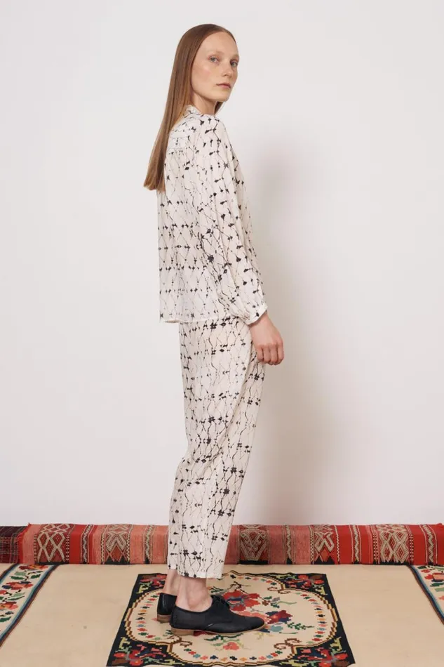 Raquel Allegra Silk Georgette Diamond Cream Vanessa Blouse Women Tops