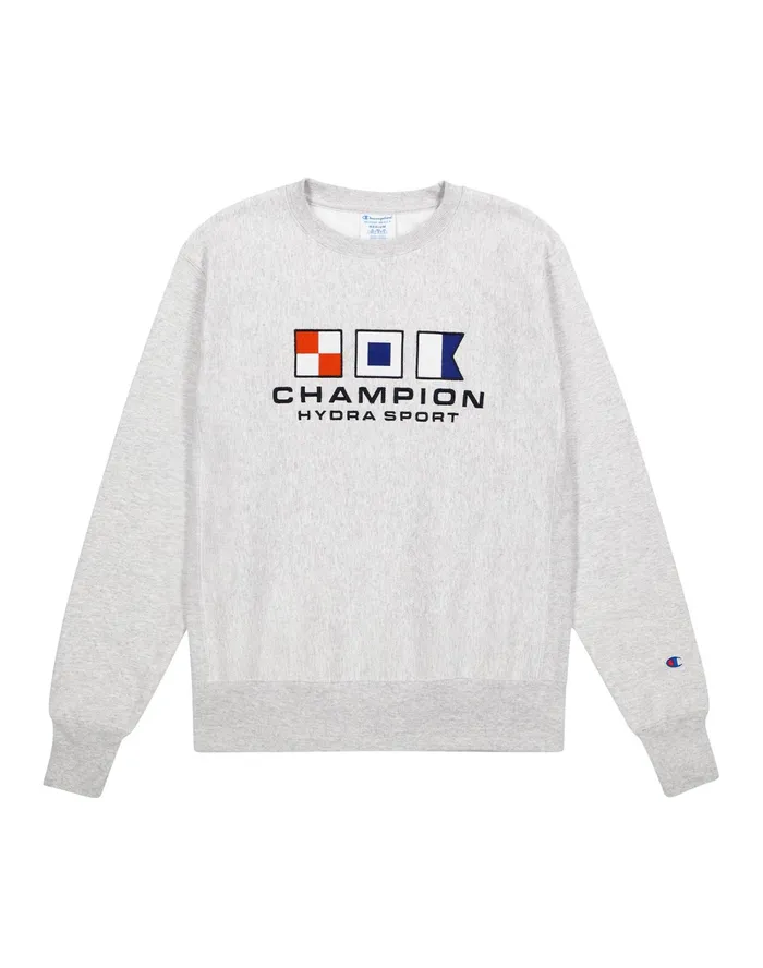 Reverse Weave Crewneck Hydra Sport Nautical Flags Silver Grey Men Champion Hoodies and Sweatshirts Reverse Weave Crewneck Hydra Sport Nautical Flags Silver Grey Men Champion Hoodies and Sweatshirts