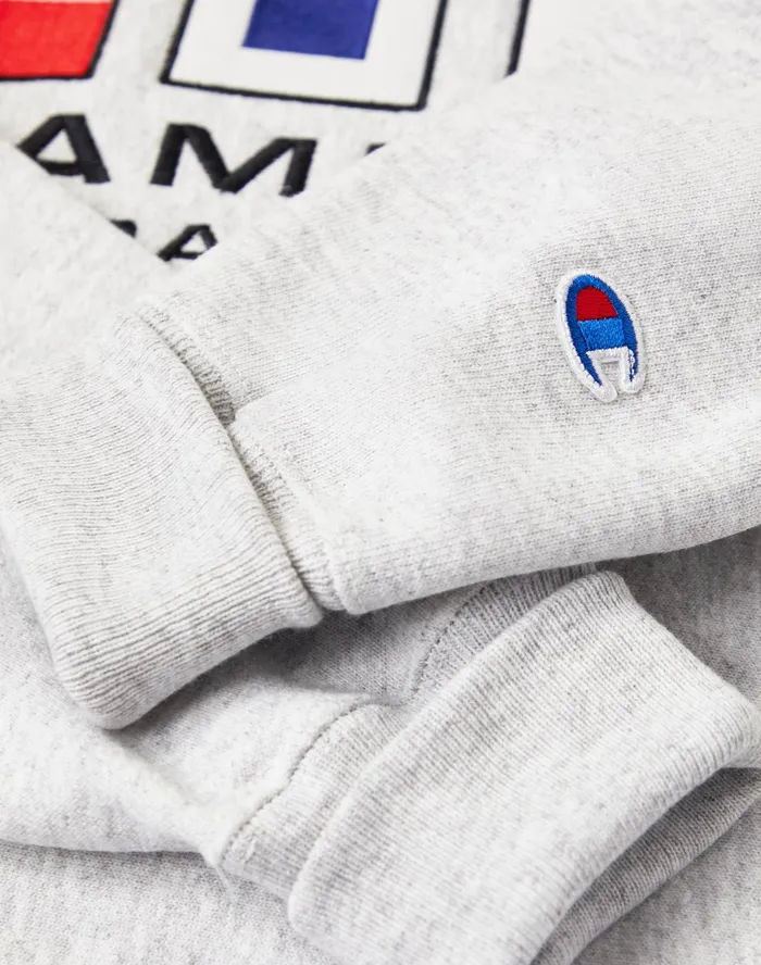 Reverse Weave Crewneck Hydra Sport Nautical Flags Silver Grey Men Champion Hoodies and Sweatshirts