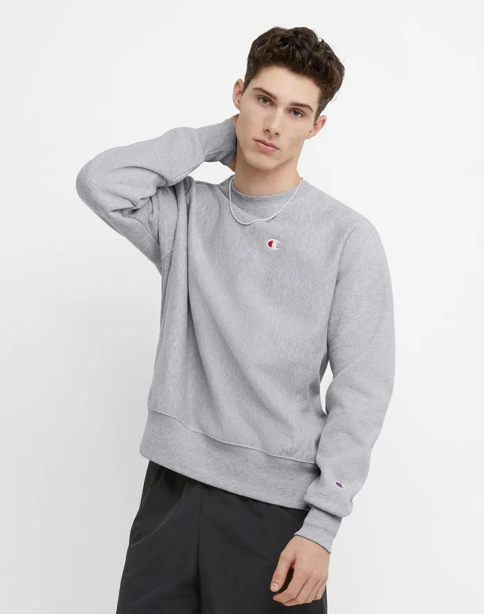 Reverse Weave Crewneck Sweatshirt C Logo Oxford Grey MenWomen Champion Hoodies and Sweatshirts