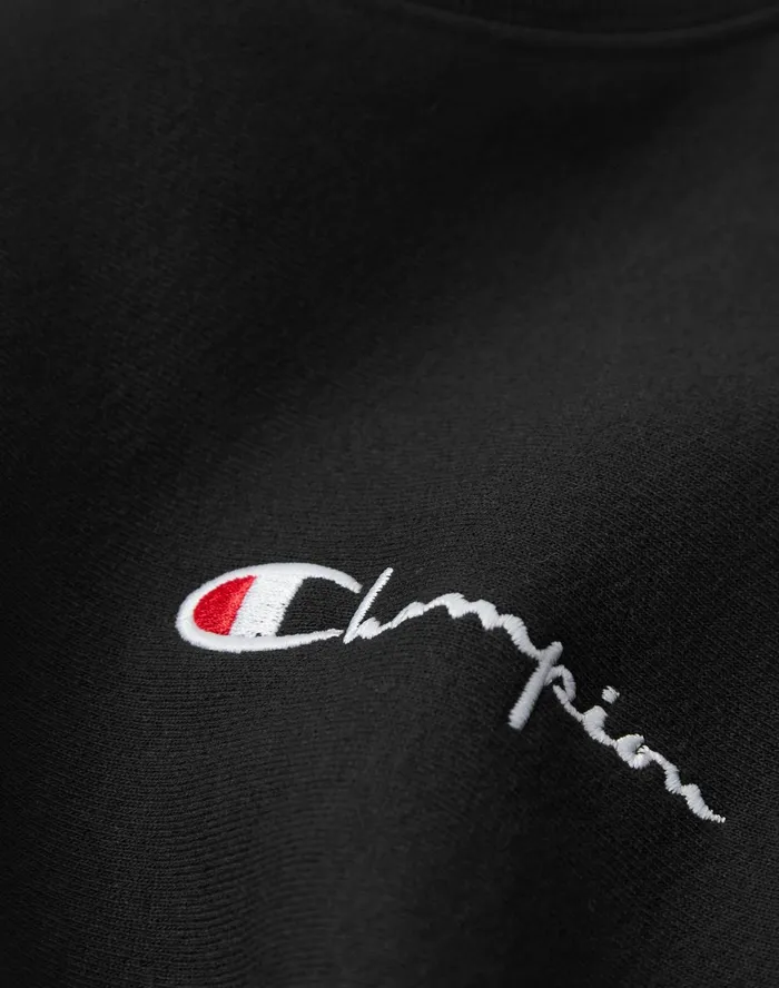 Reverse Weave Crewneck Sweatshirt SpecialEdition Left Chest Script Logo Black Men Champion Hoodies and Sweatshirts