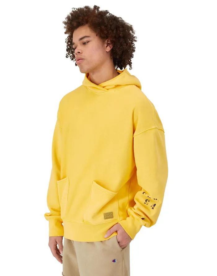Reverse Weave Crossover Hoodie Ink Stamped Time Capsule Team Gold Men Champion Hoodies and Sweatshirts