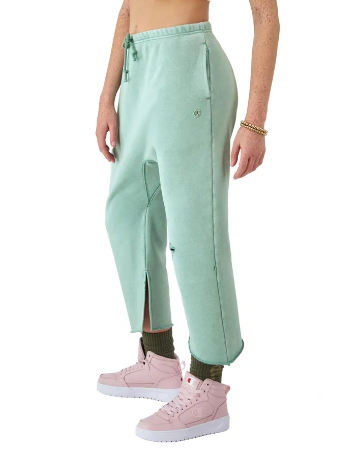 Reverse Weave Femme Pants Vintage Wash C Logo Time Capsule Sheer Water Teal Women Champion Pants
