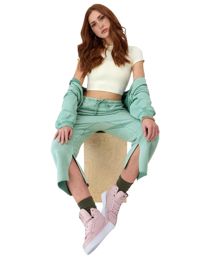 Reverse Weave Femme Pants Vintage Wash C Logo Time Capsule Sheer Water Teal Women Champion Pants