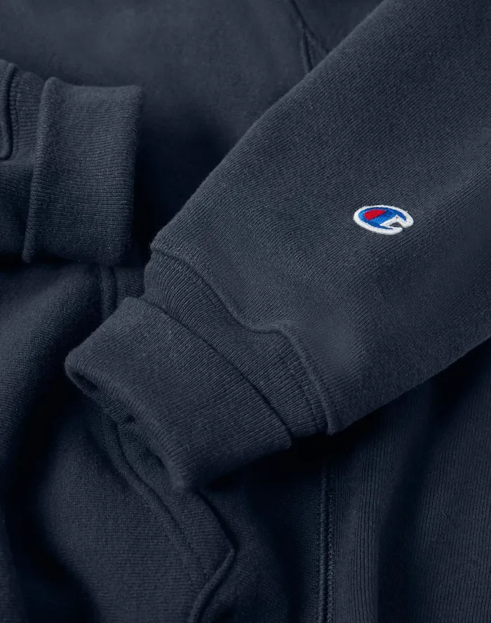 Reverse Weave Hoodie SpecialEdition Full Chest Script Logo Navy Men Champion Hoodies and Sweatshirts