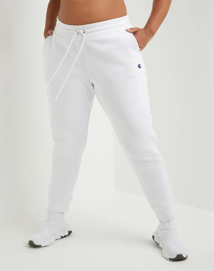Reverse Weave Joggers C Logo 29034 Plus Size White Women Champion Pants