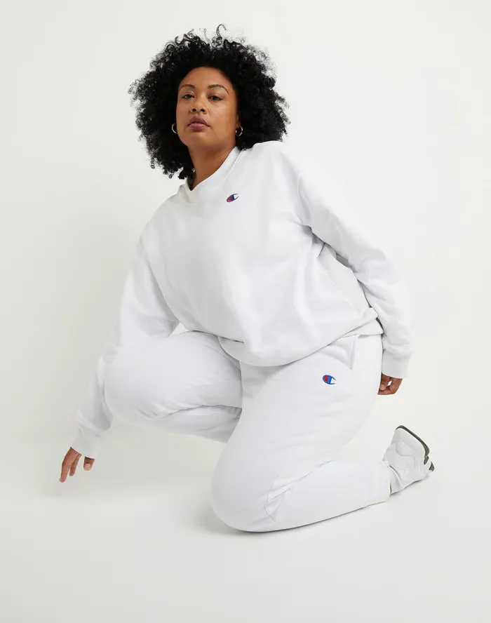 Reverse Weave Joggers C Logo 29034 Plus Size White Women Champion Pants