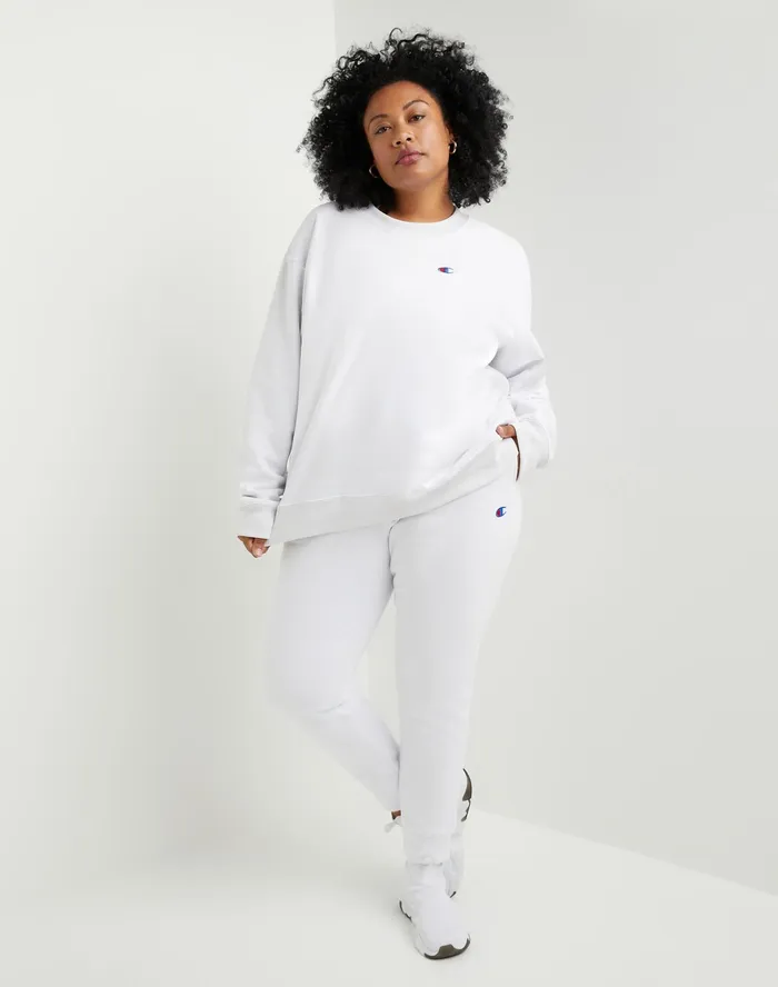 Reverse Weave Joggers C Logo 29034 Plus Size White Women Champion Pants