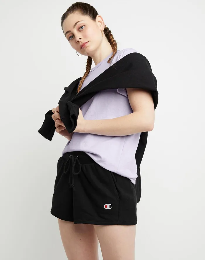 Reverse Weave Shorts C Logo 3034 Black Women Champion Shorts