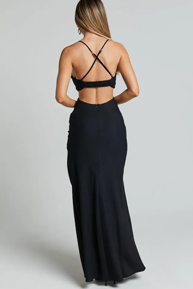 Reviena Midi Dress 8211 Cut Out Cowl Neck Dress In Black Women Showpo Curve Clothes
