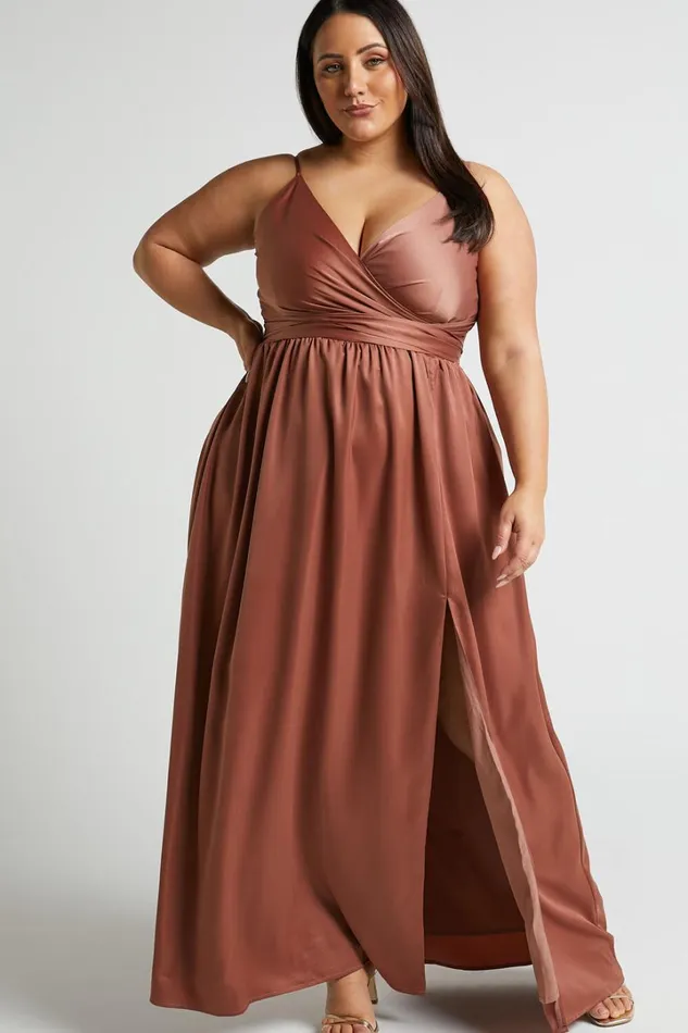Revolve Around Me Midi Dress 8211 V Neck Wrap Dress In Dusty Rose Women Showpo Dresses