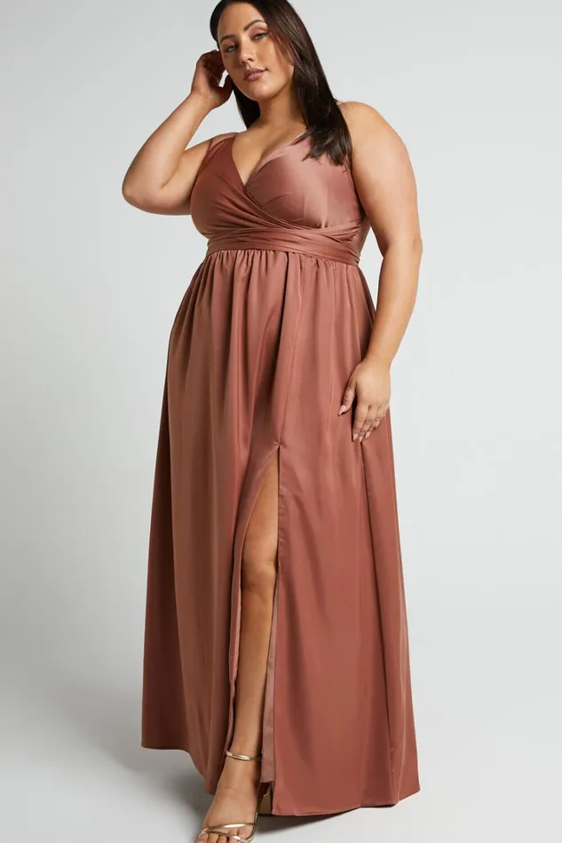 Revolve Around Me Midi Dress 8211 V Neck Wrap Dress In Dusty Rose Women Showpo Dresses