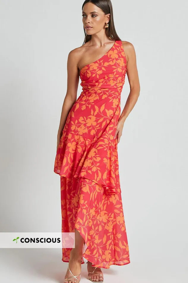 Reyes Midi Dress 8211 Asymmetric One Shoulder With Ruffle Hem Dress In Shadow Fuchsia Print Women Showpo Dresses Reyes Midi Dress 8211 Asymmetric One Shoulder With Ruffle Hem Dress In Shadow Fuchsia Print Women Showpo Dresses