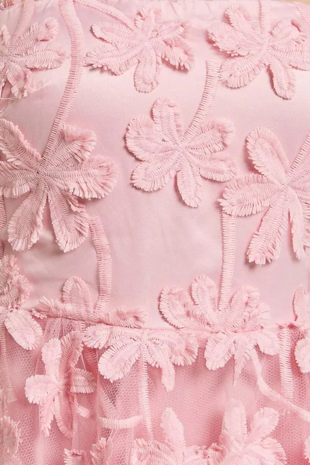 Rheiva Midi Dress 8211 Strapless 3D Embroidery Midi Dress In Soft Pink Women Showpo Dresses