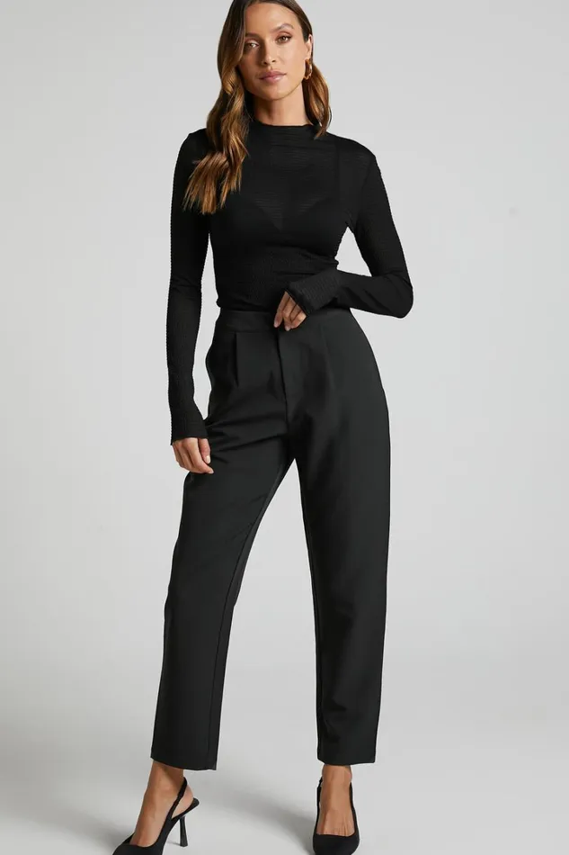 Rhialyn Top 8211 Long Sleeve Sheer Top In Black Women Showpo Tops