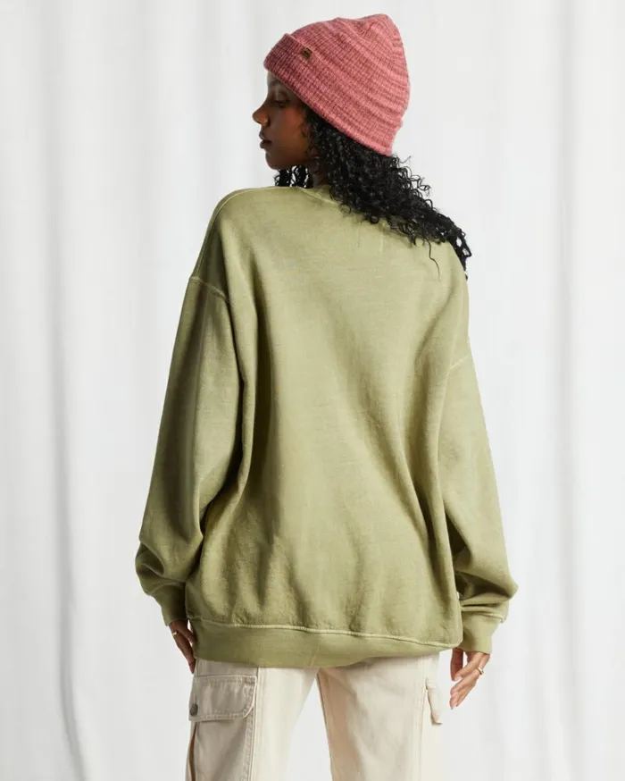 Ride In Oversized Crewneck Sweatshirt Avocado Women Billabong Sweatshirts and Fleece