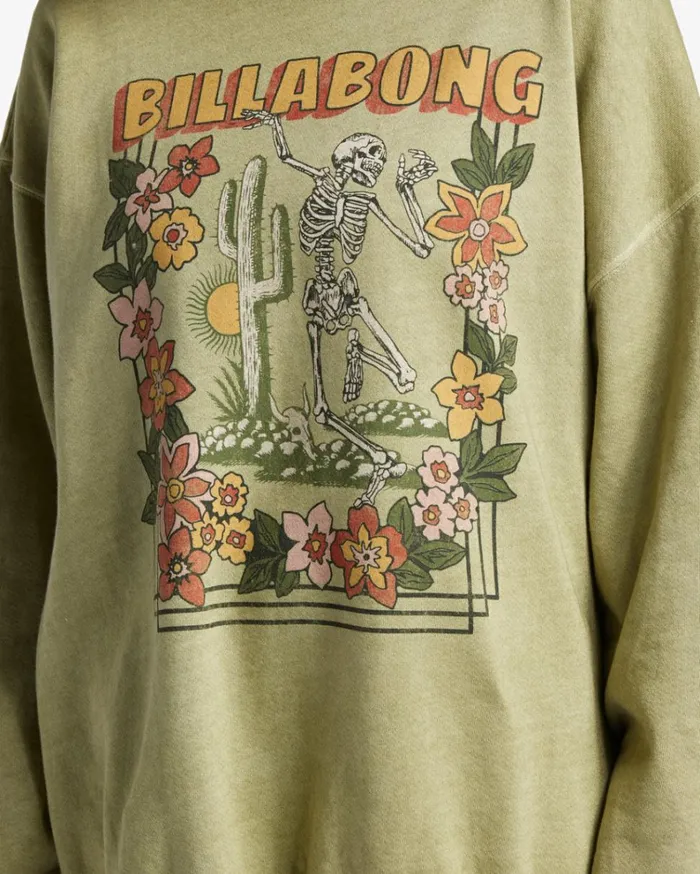 Ride In Oversized Crewneck Sweatshirt Avocado Women Billabong Sweatshirts and Fleece