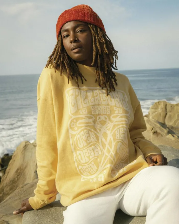 Ride In Oversized Crewneck Sweatshirt Gold Coast Women Billabong Sweatshirts and Fleece