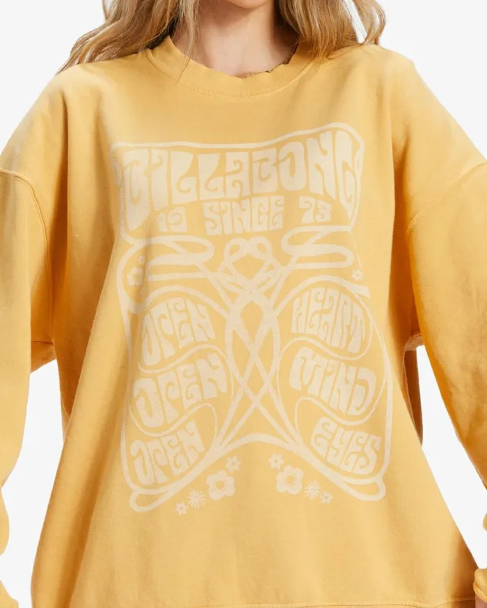 Ride In Oversized Crewneck Sweatshirt Gold Coast Women Billabong Sweatshirts and Fleece