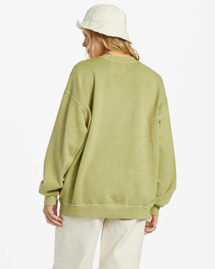Ride In Oversized Crewneck Sweatshirt Palm Green Women Billabong Sweatshirts and Fleece