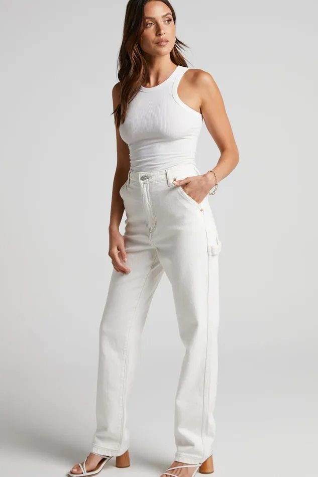 Riders 8211 Hi Straight Long Carpenter Jeans In Vintage White Women Showpo Denim