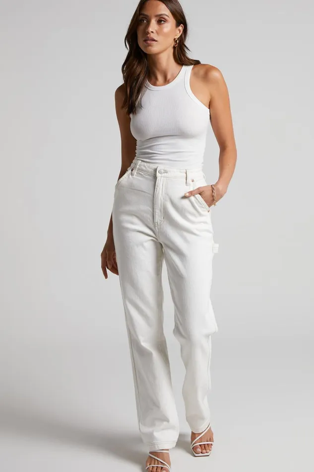 Riders 8211 Hi Straight Long Carpenter Jeans In Vintage White Women Showpo Denim
