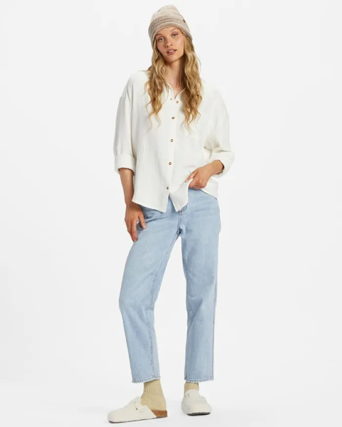 Right On Long Sleeve Shirt Salt Crystal Women Billabong Essentials