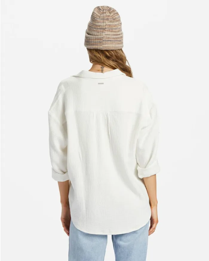 Right On Long Sleeve Shirt Salt Crystal Women Billabong Essentials