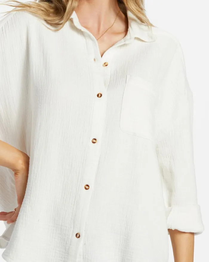 Right On Long Sleeve Shirt Salt Crystal Women Billabong Essentials