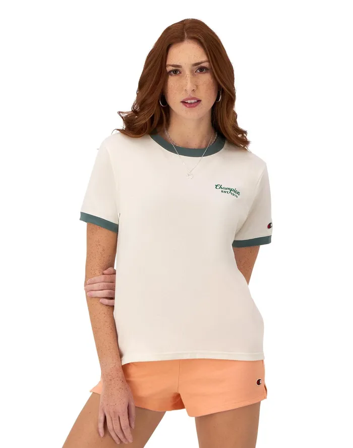 Ringer TShirt Champion 1919 Graphic Naturalnurture Green Women Champion TShirts and Tops