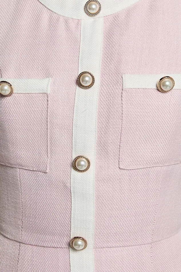 River Mini Dress 8211 Boucle Button Through A Line Dress In Light Pink Women Showpo Dresses