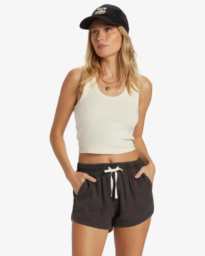 Road Trippin Elastic Waist Shorts Off Black Women Billabong Shorts