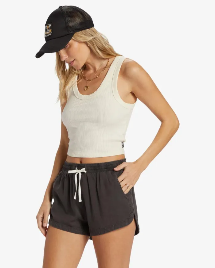 Road Trippin Elastic Waist Shorts Off Black Women Billabong Shorts