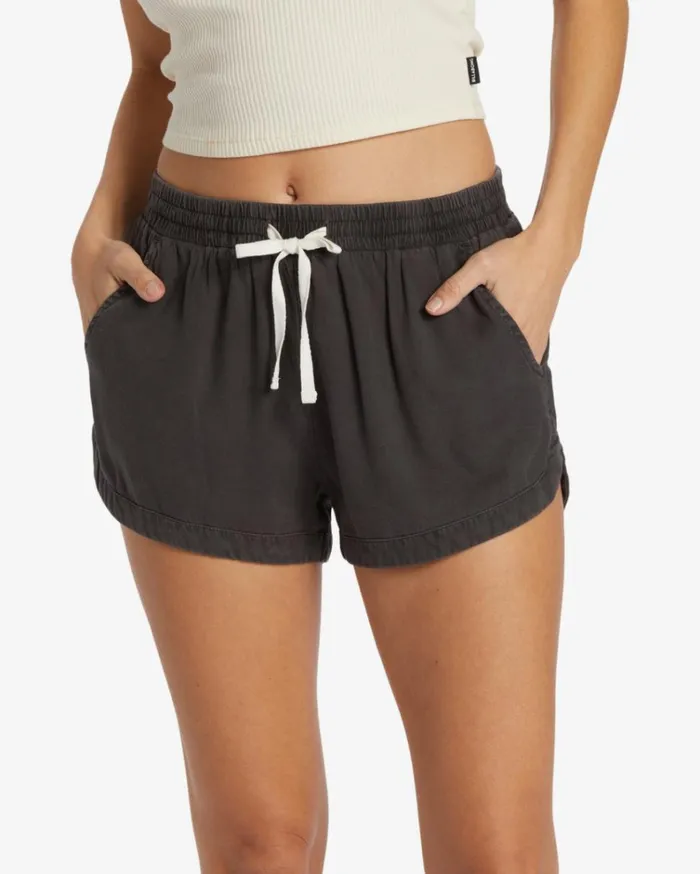 Road Trippin Elastic Waist Shorts Off Black Women Billabong Shorts