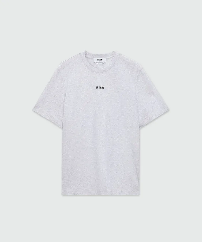 Round Neck Cotton TShirt With Micro Logo Men MSGM Tshirts