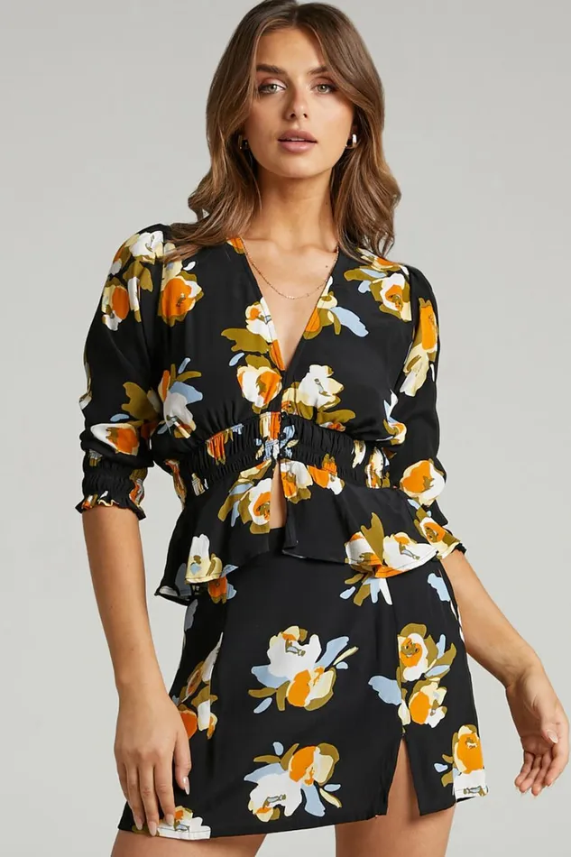 Rue Stiic 8211 Patti Mini Skirt In Marigold Floral Women Showpo Skirts