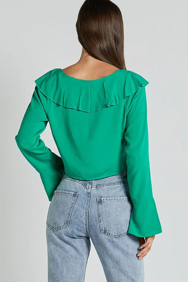 Rumina Top 8211 Long Sleeve Top In Green Women Showpo Curve Clothes