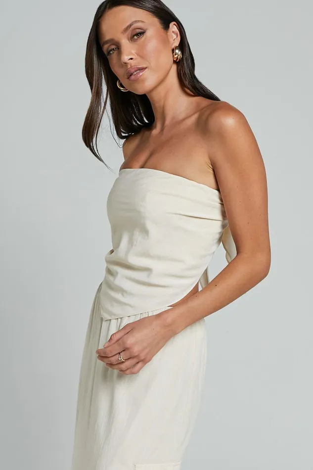 Runaway The Label 8211 Picilo Scarf Top In Stone Women Showpo Tops