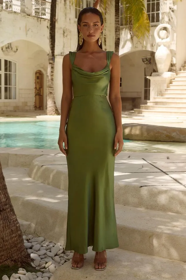 Runaway The Label Bridesmaids Dresses MARGOT MAXI DRESS Olive 8211 Women