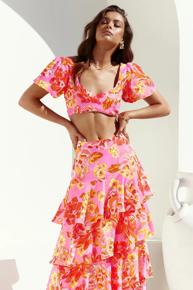 Runaway The Label Crops Yokana Top Pink Floral 8211 Women